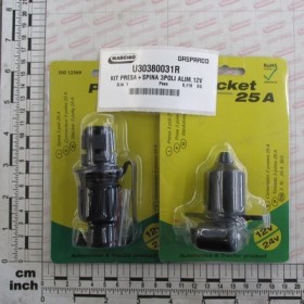 KIT SOCKET+PLUG 3POLES POW.12V