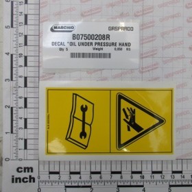 DECAL \"OIL UNDER PRESSURE HAND