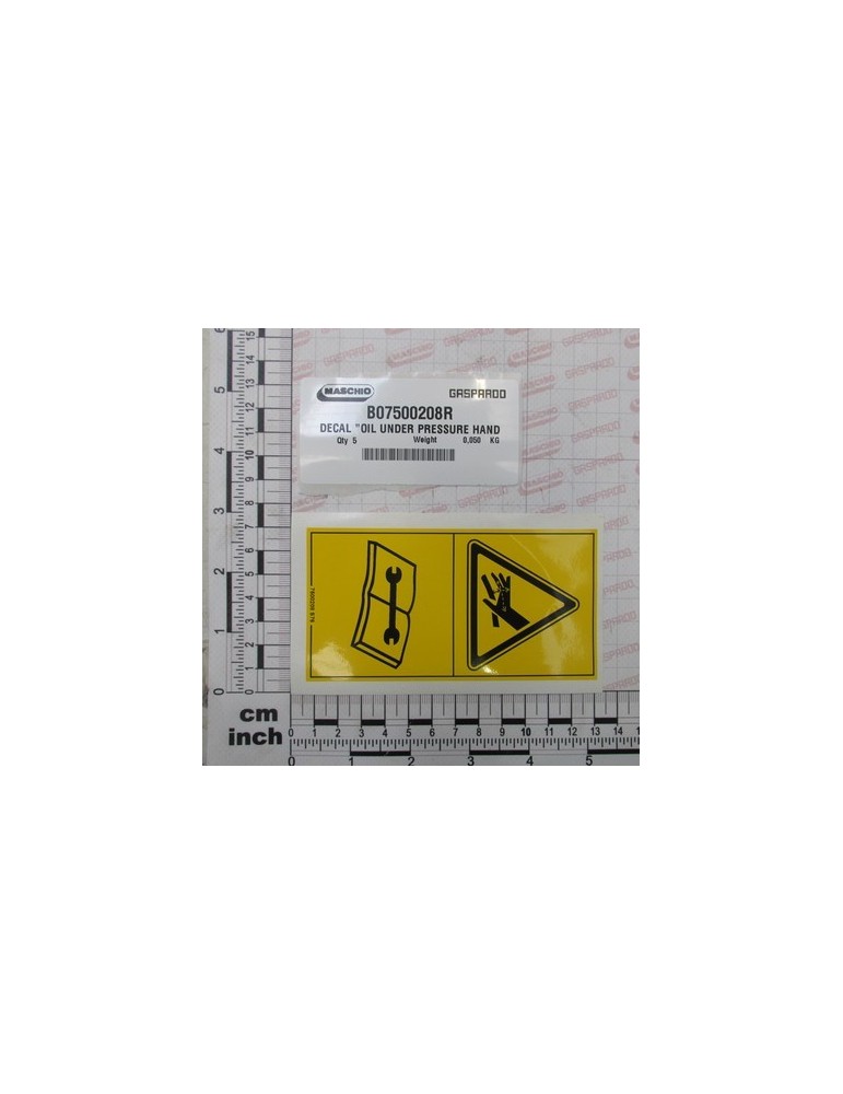 DECAL \"OIL UNDER PRESSURE HAND