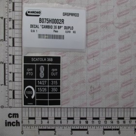 DECAL. \"CAMBIO 36 BP\" DUPLO