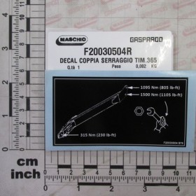 DECAL TIGHTENING TORQUE DRAWBA