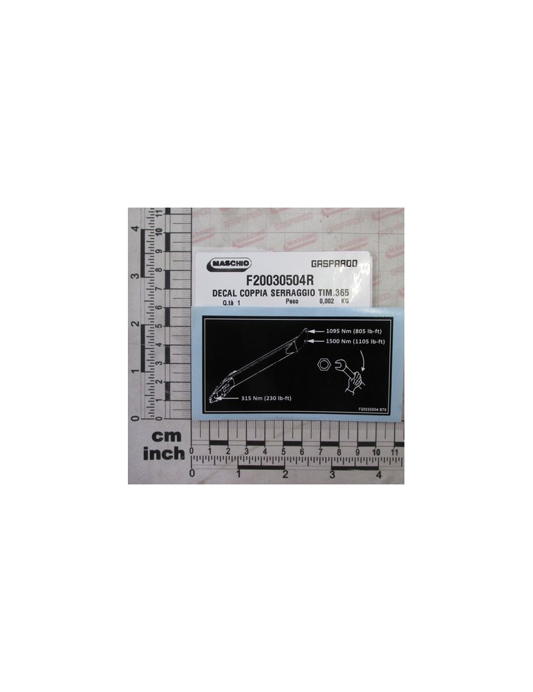 DECAL TIGHTENING TORQUE DRAWBA