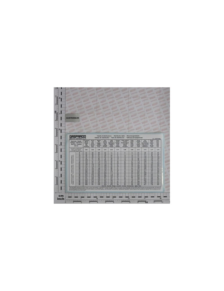 LABEL TAB. SEED.S-SC300 22ROW