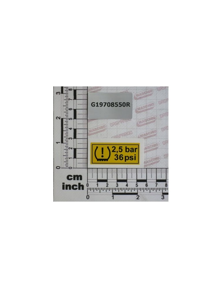 DECAL.INFLATION PRESS. 2,5 BAR
