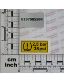 DECAL.INFLATION PRESS. 2,5 BAR